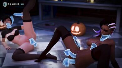 Watch as the Overwatch heroes engage in a wild and sexy Halloween orgy!