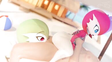 Watch Adrian Dust Red getting fucked by two Gardevoirs in a threesome scene from the latest hentai anime series, where they ride him cowgirl style!