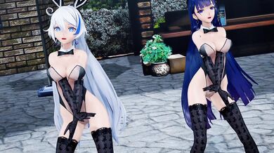 This is a pornographic movie featuring Kotarou3990, Kiana X, and Mei having intense sex while dancing