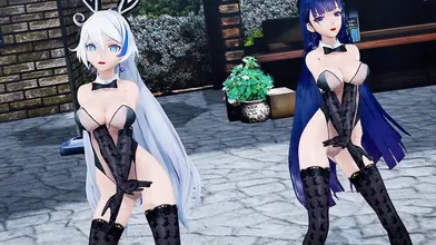 This is a pornographic movie featuring Kotarou3990, Kiana X, and Mei having intense sex while dancing
