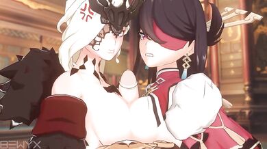 Watch the action as Beidou and Signora engage in a hot threesome with Bewyx!