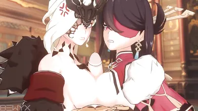 Watch the action as Beidou and Signora engage in a hot threesome with Bewyx!