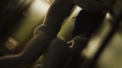 Sexy babe Adrian Dust Red gets fucked by six men in doggy style position!