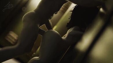 Sexy babe Adrian Dust Red gets fucked by six men in doggy style position!