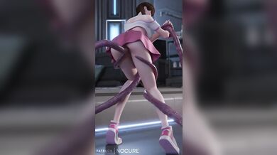 The magical girl Dva, from Overwatch, is caught in a tangled web of desire and lust as she gets trapped inside the Nocure21o cage!