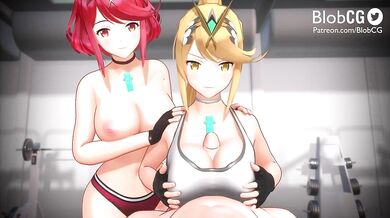 Pyra and Mythras Tits Fuck Warm-Up with Blob (Extended Cumshot Version 2)