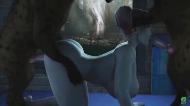 A XXX parody featuring Harley Quinn as the star, having a wild time with a giant beast!