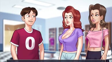 Welcome to the world of Summertime Saga, where you can fulfill your deepest fantasies with Roxxy, the sexiest lifeguard in town!