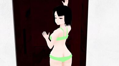 Mias sexy anime body was too hot to hide with a tray, but she tried anyway!