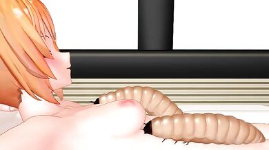 The young cat girl is ravaged by a monstrous insect, leaving her pussy dripping with sweet nectar