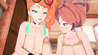 Pokemon Trainer Sonya, Professor Aurea Juniper and Her Thick Secretarial Assistant