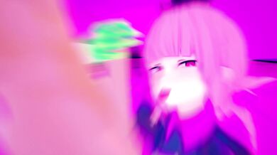 In the dark and sexy night club, a woman sings with her alluring voice while another woman pleasures herself in the corner