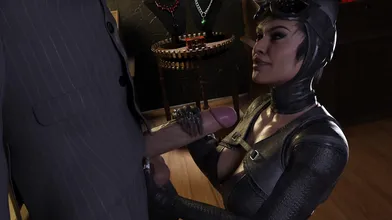 Watch as Catwoman seductively plays with security guards while pulling off a heist at a high-end jewelry store
