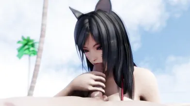 Watch as Ahri gives a scorching hot blowjob in this amazing Hentai porn video!