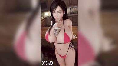 Watch Tifa Lockhart provide a boobjob service in a white bikini, with X3D and 4K quality