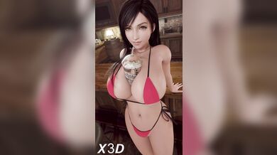 Watch Tifa Lockhart provide a boobjob service in a white bikini, with X3D and 4K quality