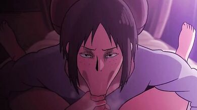 In this adult movie, Ymir gets her face covered in spunk during a blowjob scene with explosive sounds of orgasmic pleasure