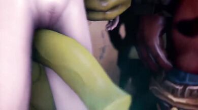 The Scent of Blo*od and Violence Turns Ada Wong on, as She Gets Double-Penetrated by Two Orc Warcraft Characters in a Steamy Opium Den