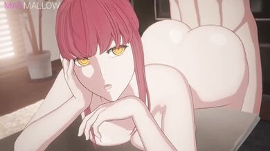 Makima, the chainsaw-wielding man, is back in another porn adventure with Magmallow