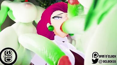 A hot futa Gardevoir and Jessie from Pokemon get intimate in a SMoClock