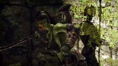 The god of love, Kamadeva, wields his bow and arrow in a SFM fantasy world of Orcs