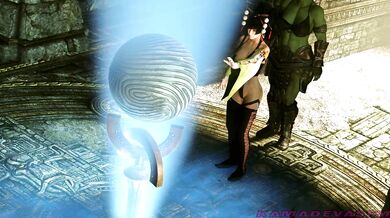 The god of love, Kamadeva, wields his bow and arrow in a SFM fantasy world of Orcs