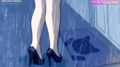 Watch this hottie fuck in the rain on a rainy day!