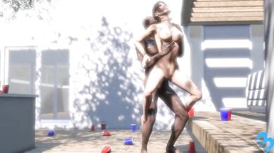 Lara Croft gets her asshole pounded by zombies in Left 4 Dead, as Louis from the Walking Dead swings his massive dong into her tight butthole!