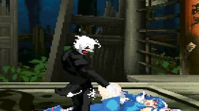 The MUGEN game character Iroha gets down and dirty in a doggy style threesome with ABAO, the Japanese manga character!