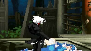 The MUGEN game character Iroha gets down and dirty in a doggy style threesome with ABAO, the Japanese manga character!