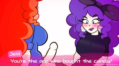 Watch the hot Peachy pops her perfect 34 boobs while shopping for sex toys in this hentai porn video