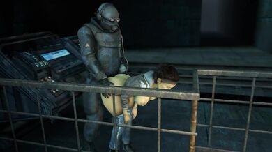 'Alyx stands while being fucked by a Combine Soldier, with the help of her trusty masturbation tube [Mrtucket]'