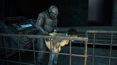 'Alyx stands while being fucked by a Combine Soldier, with the help of her trusty masturbation tube [Mrtucket]'