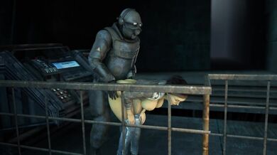 'Alyx stands while being fucked by a Combine Soldier, with the help of her trusty masturbation tube [Mrtucket]'