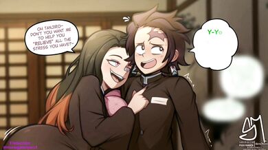 'La perra Nezuko relaja el estrés de Tanjuro [ subtitulado español]'.