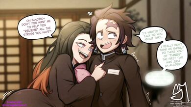 'La perra Nezuko relaja el estrés de Tanjuro [ subtitulado español]'.