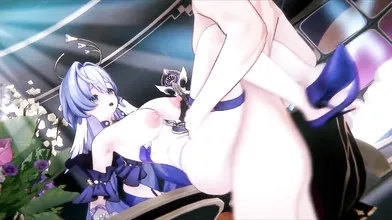 Half-naked Robin (Member Ver.) is seductively undressing herself in her room.