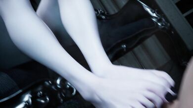 Hairy, Busty Goth Lo*li Gets Taken by Mature Men in Black Latex