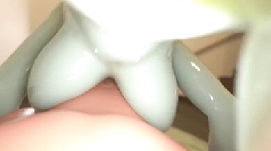 A hot and sexy girl gets covered in green slimy goo, but its not all bad because she loves using iced margarine as a lubricant