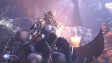 Lady Sylvanas, Ruler of the Forsaken, gets pleasured by a massive Orc penis in this SFW hentai video!