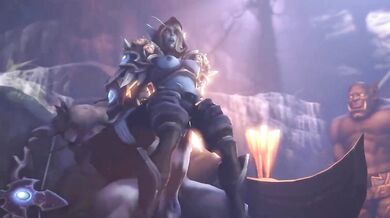 Lady Sylvanas, Ruler of the Forsaken, gets pleasured by a massive Orc penis in this SFW hentai video!