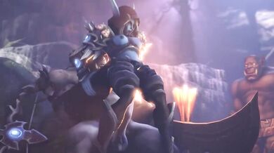 Lady Sylvanas, Ruler of the Forsaken, gets pleasured by a massive Orc penis in this SFW hentai video!