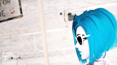 This is a Hentai video where Widowmaker from Overwatch is getting a blowjob in an SFW/HMV scene