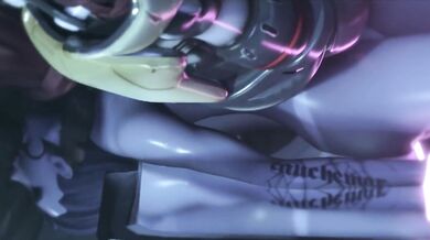 This is a Hentai video where Widowmaker from Overwatch is getting a blowjob in an SFW/HMV scene