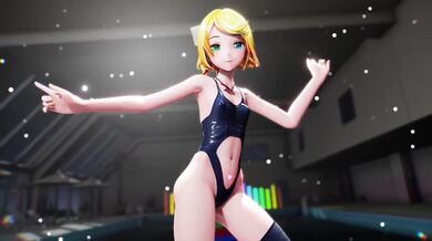 Watch the hottest anime character, MMD dancing in sex positions on stage