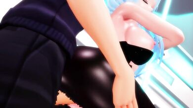 Sexy Lamy bunny fucks the cute petite brunette in various positions until they both cum hard in this super hot porn scene