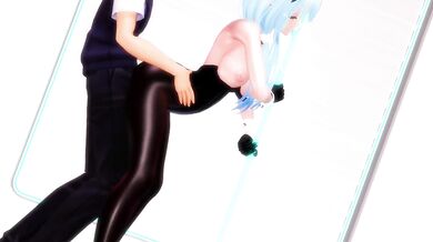 Sexy Lamy bunny fucks the cute petite brunette in various positions until they both cum hard in this super hot porn scene