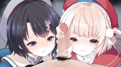 Fujisaki Hikari and Subaru get a Handjob from Ui