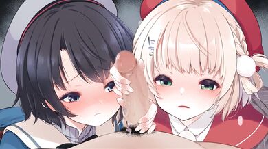 Fujisaki Hikari and Subaru get a Handjob from Ui