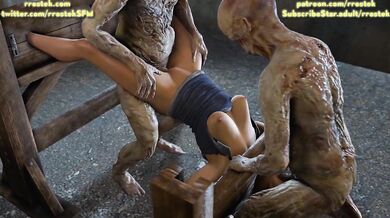 Jill Valentine, tied up and ravaged by soulless zombies